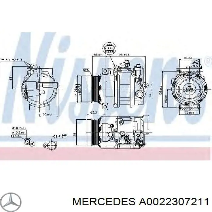 Compresor de aire acondicionado A0022307211 Mercedes
