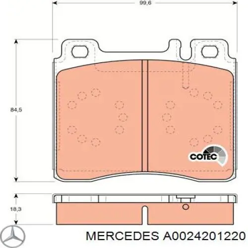 A0024201220 Mercedes pastillas de freno delanteras