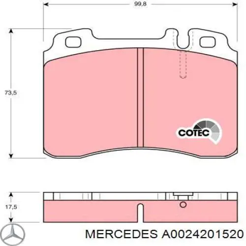 Comprar A0024201520 Mercedes Pastillas delanteras de freno