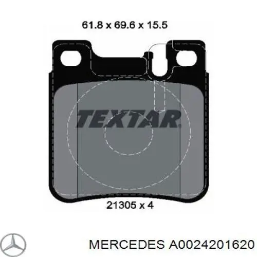 Pastillas traseras de freno Mercedes A0024201620 precio, desde 20,94 EUR