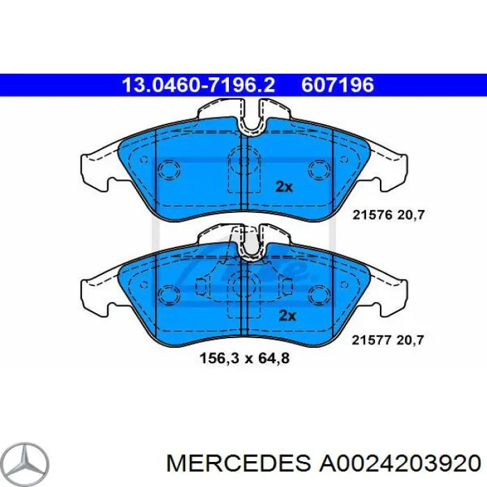 A 002 420 39 20 Mercedes pastillas de freno delanteras