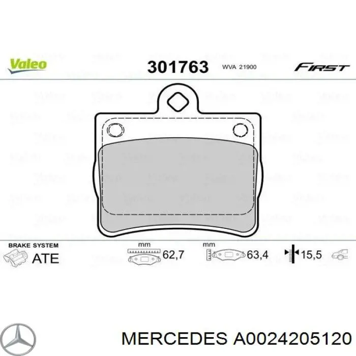 A0024205120 Mercedes Pastillas freno traseras