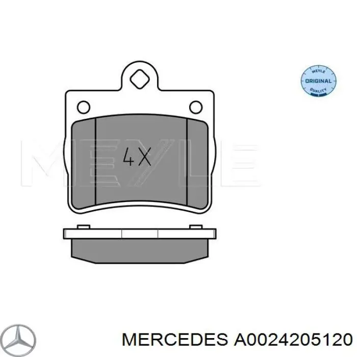 Pastillas de freno traseras A0024205120 Mercedes