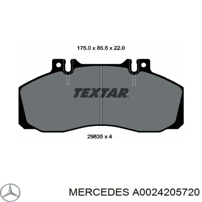 A0024205720 Mercedes pastillas de freno traseras