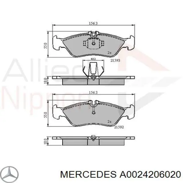 Pastillas traseras Mercedes A0024206020