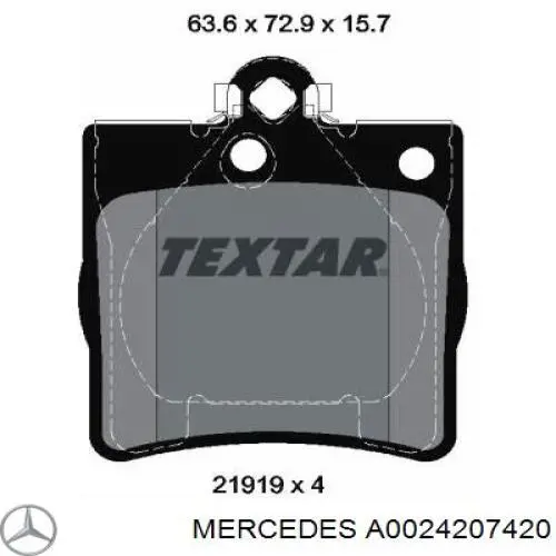 Pastillas traseras de freno Mercedes A0024207420 precio, desde 16,76 EUR