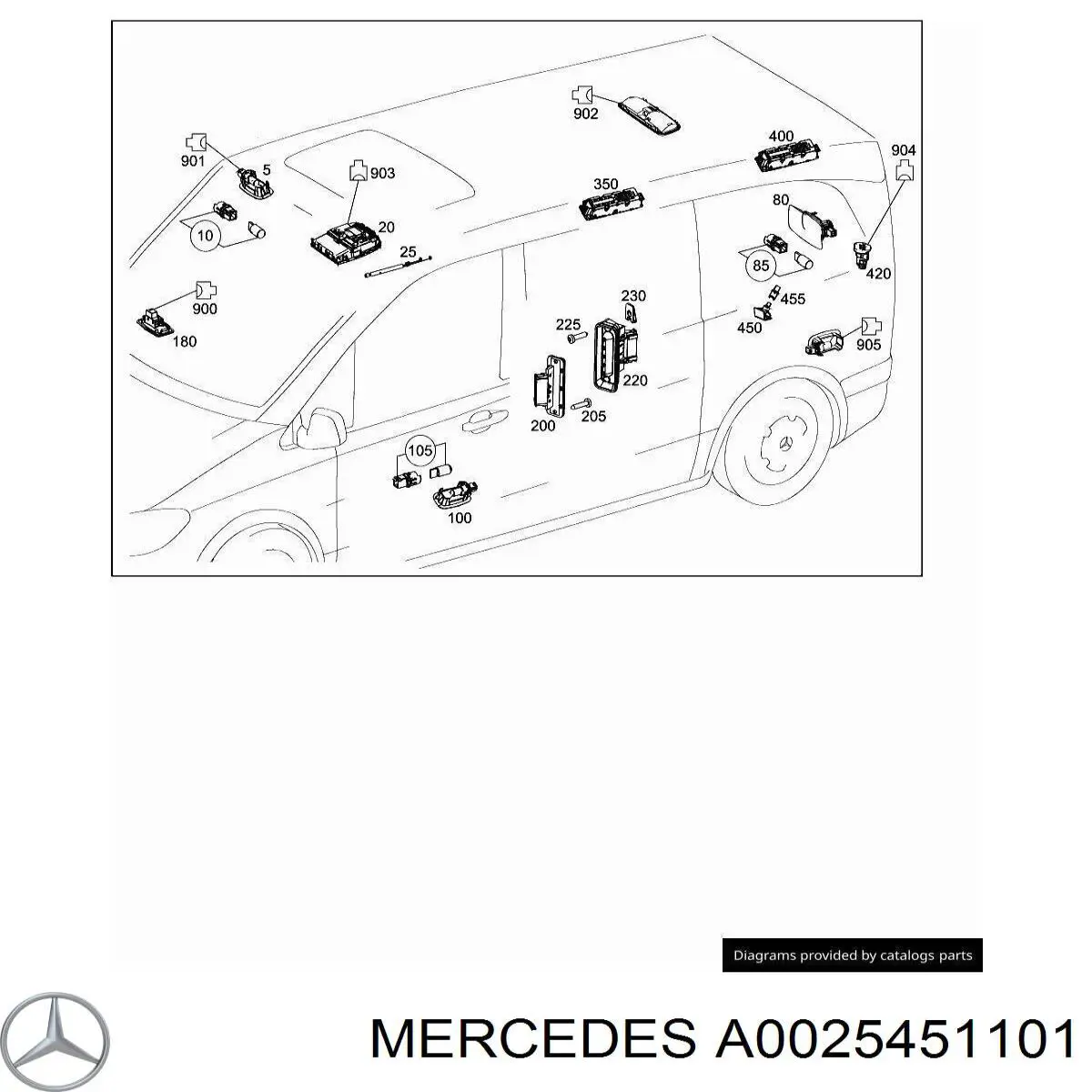 A0025451101 Mercedes Caja de relés y fusibles