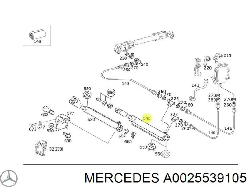 A0025539105 Mercedes cilindro basculante de la cabina