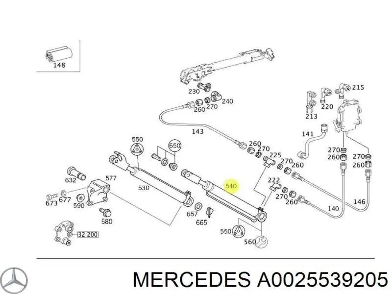 A0025539205 Mercedes cilindro basculante de la cabina