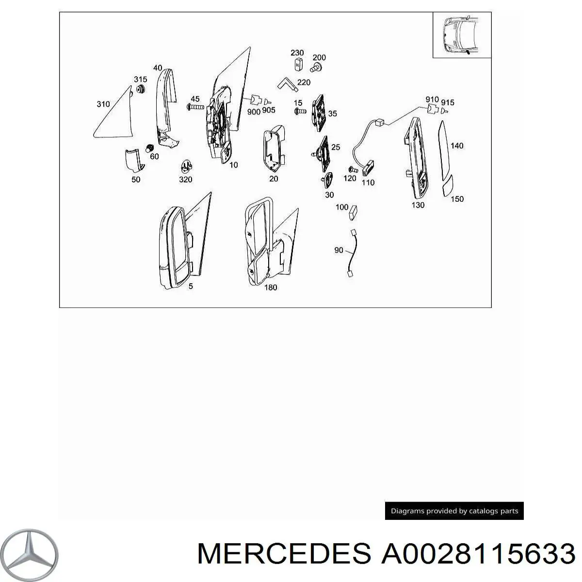 Comprar A0028115633 Mercedes Cristal de espejo retrovisor exterior izquierdo
