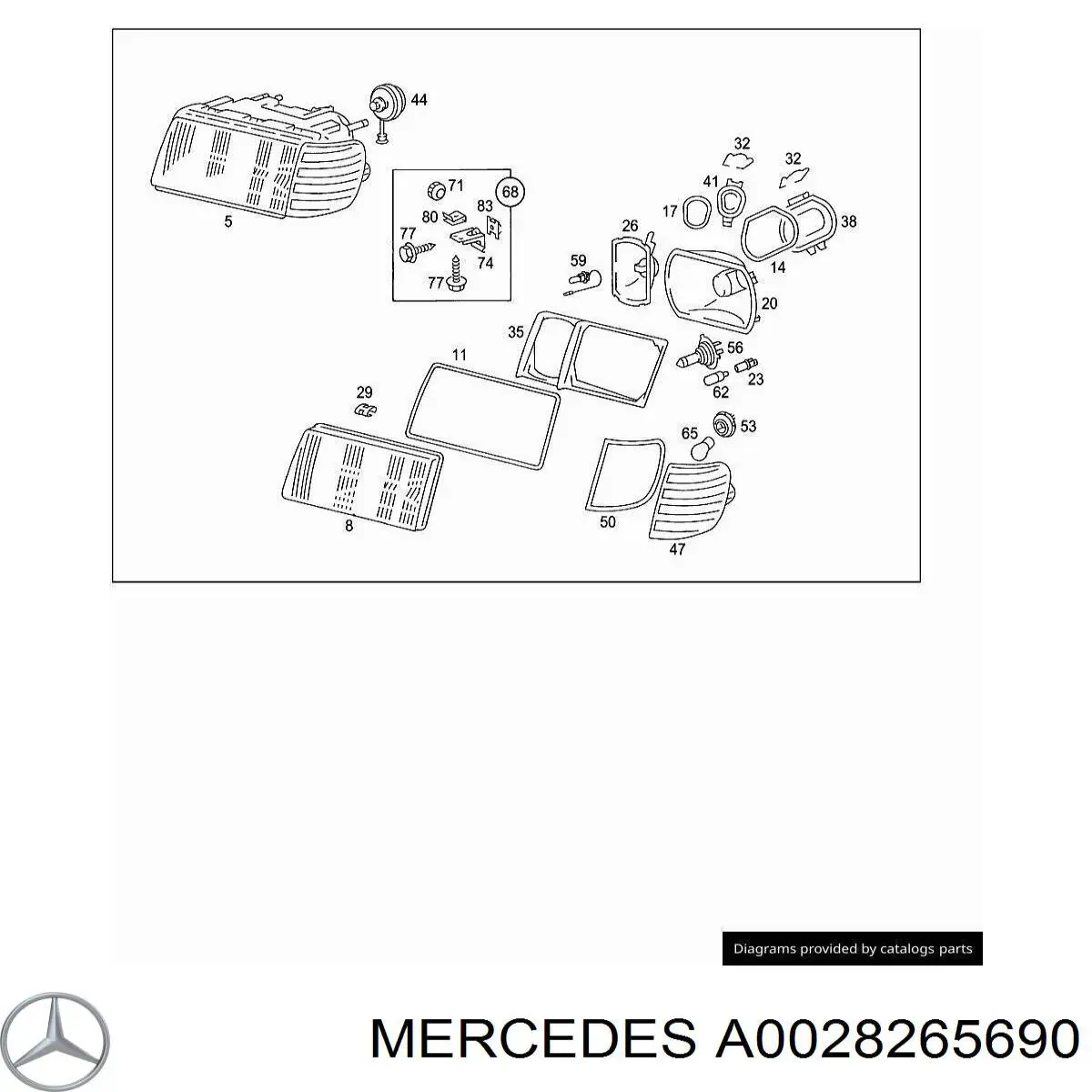 A0028265690 Mercedes cristal de faro izquierdo