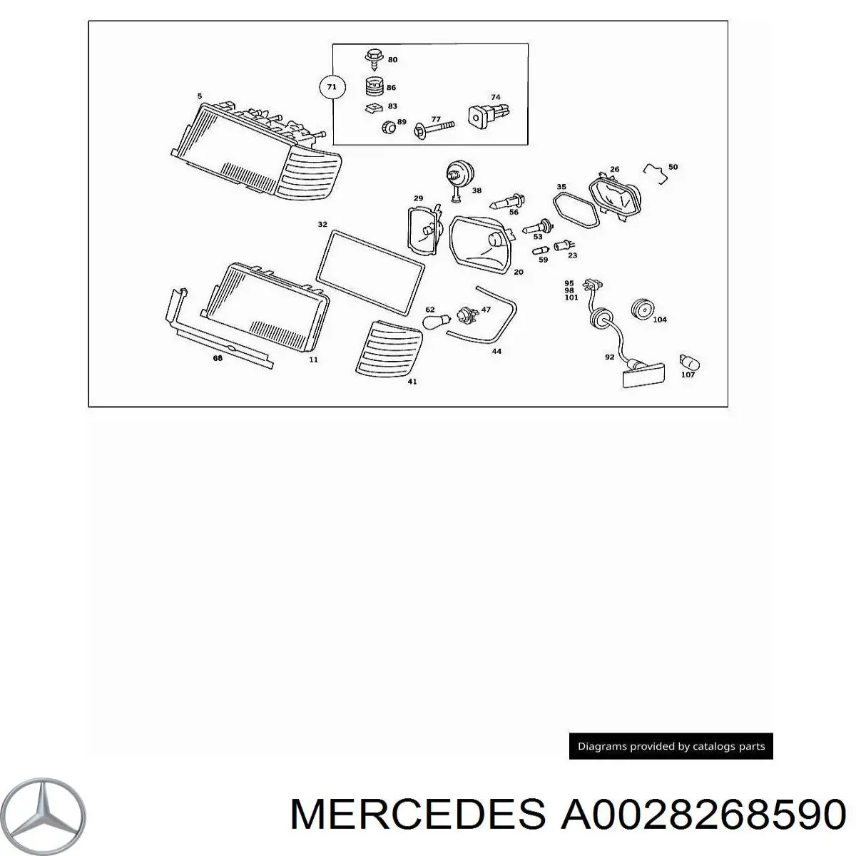 28268590 Mercedes cristal de faro derecho