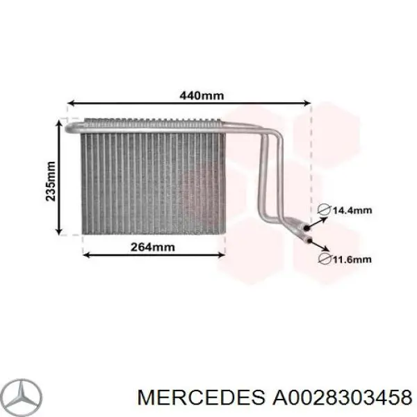 Evaporador, aire acondicionado MERCEDES A0028303458