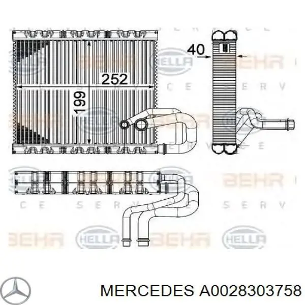 Comprar A0028303758 Mercedes Evaporador de aire acondicionado