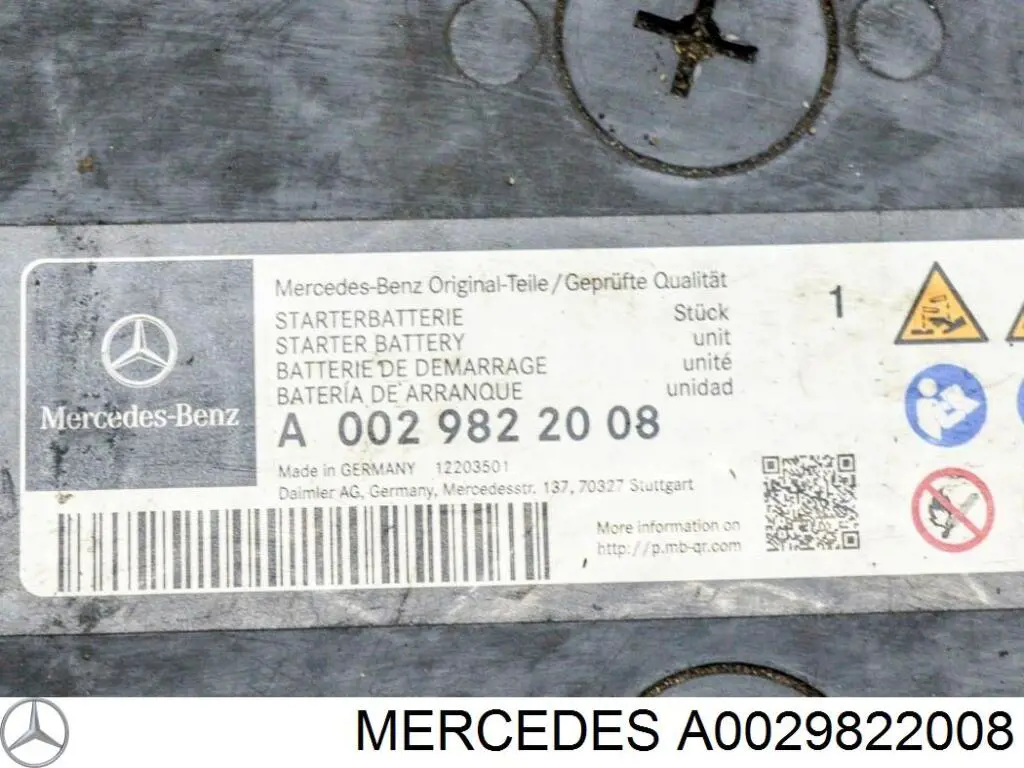 A0029822008 Mercedes Batería Start-Stop