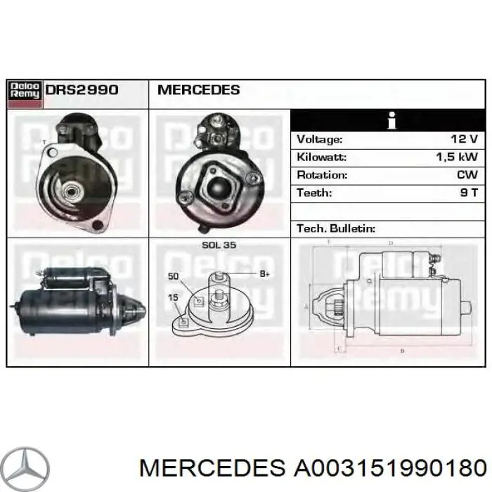 0021519601 Mercedes motor de arranque