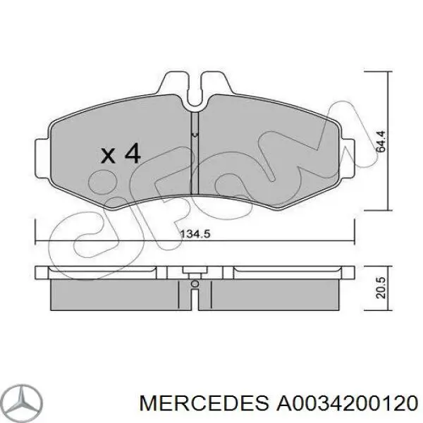 Pastillas freno delanteras Mercedes A0034200120 precio, desde 24,28 EUR