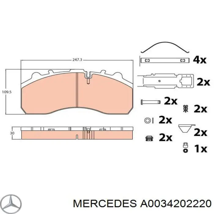 A0034202220 Mercedes pastillas de freno delanteras