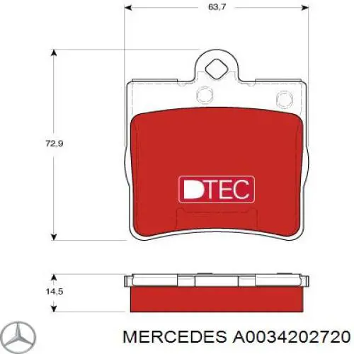 Pastillas traseras de freno Mercedes A0034202720 precio, desde 16,76 EUR