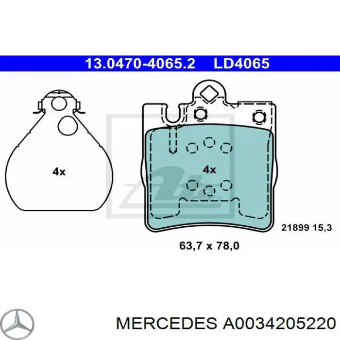 Pastillas traseras de freno Mercedes A0034205220 precio, desde 19,51 EUR