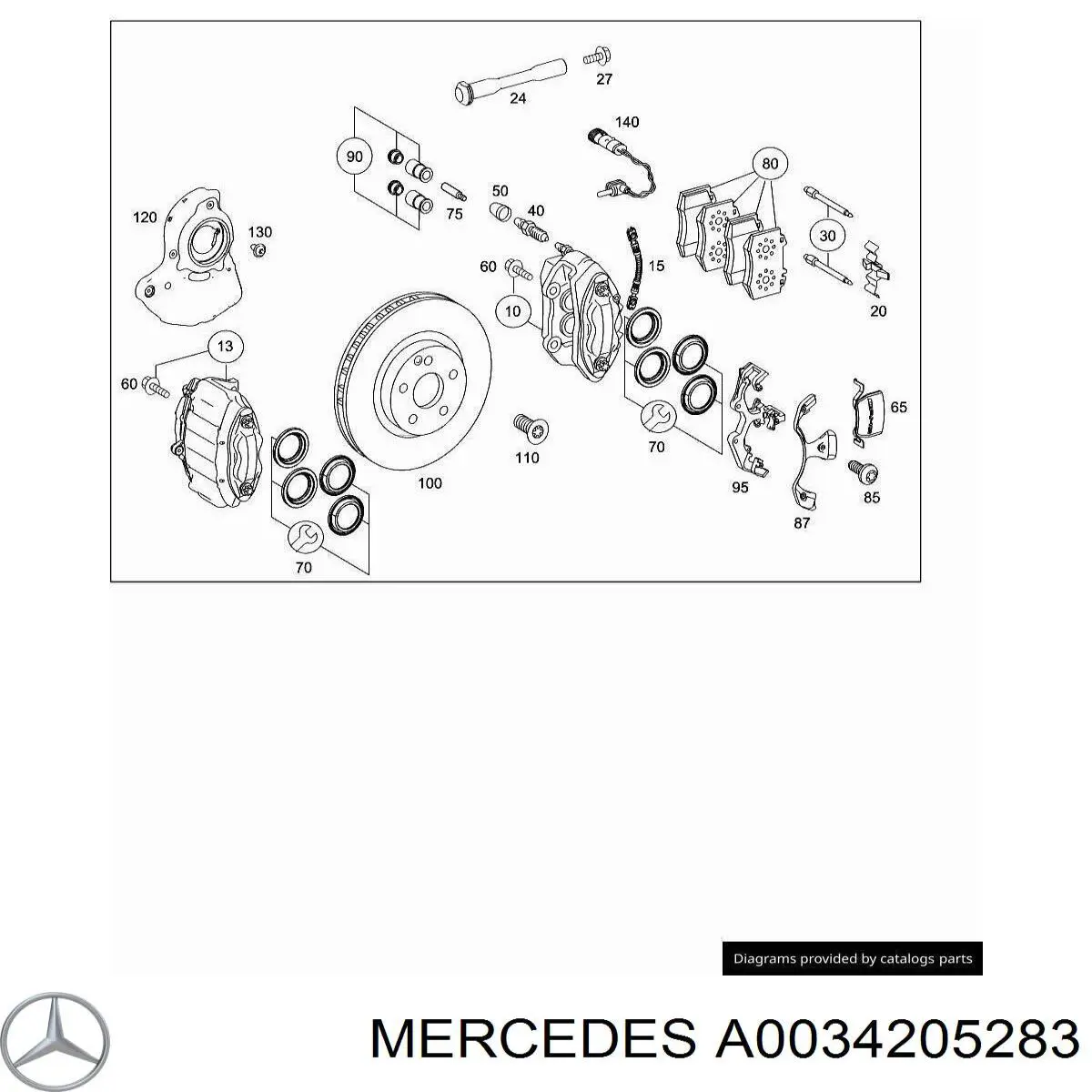 Comprar A0034205283 Mercedes Pinza de freno delantera derecha
