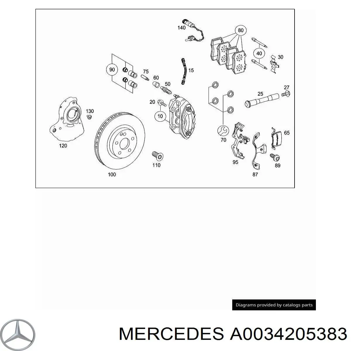 Pinza de freno delantera izquierda Mercedes A0034205383 precio, desde 97,28 EUR