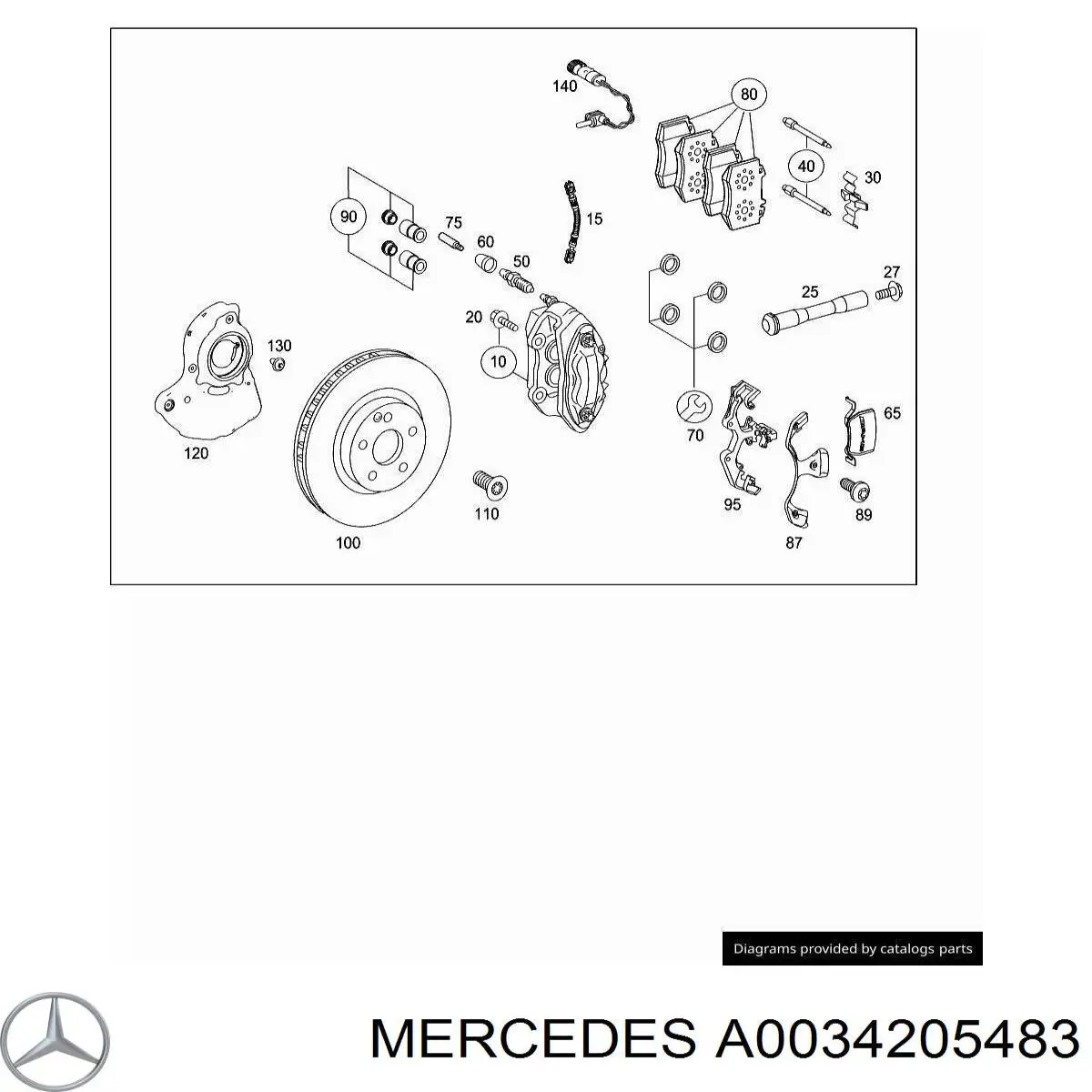 Pinza de freno delantera derecha Mercedes A0034205483 precio, desde 216,27 EUR