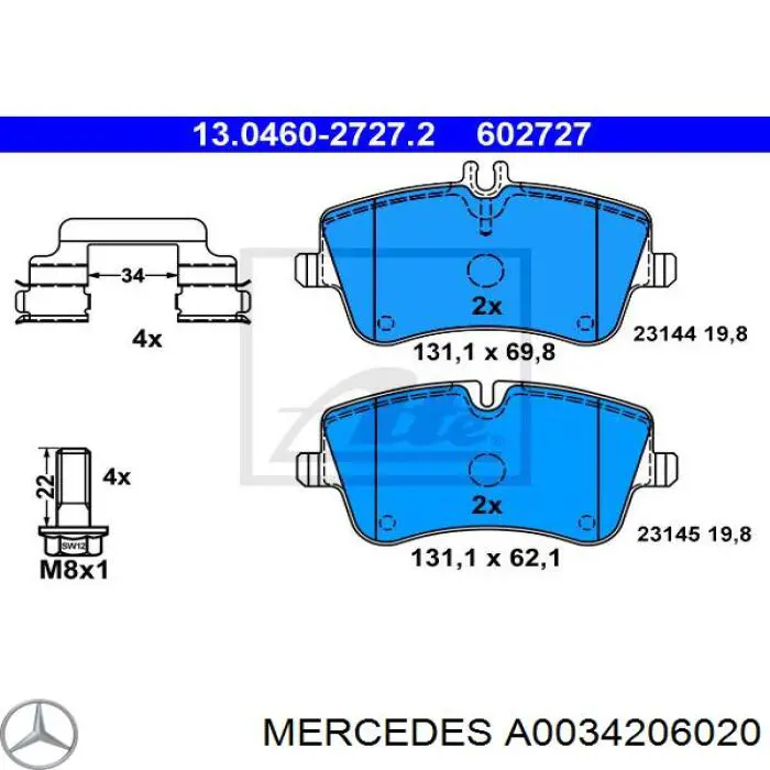 Pastillas freno delanteras Mercedes A0034206020 precio, desde 25,75 EUR