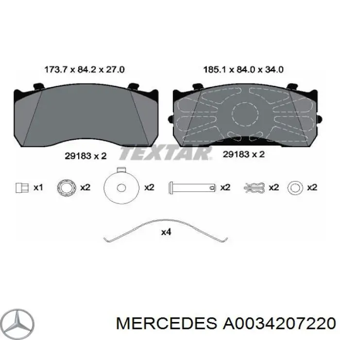 Pastillas freno delanteras Mercedes A0034207220 precio, desde 103,91 EUR