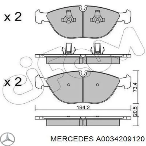 Comprar A0034209120 Mercedes Pastillas delanteras de freno