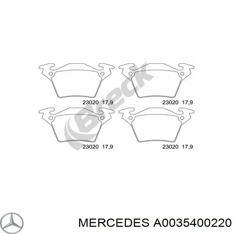 A0035400220 Mercedes contacto de aviso, desgaste de los frenos, trasero