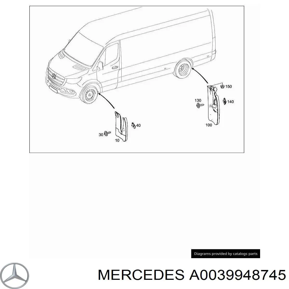 A0039948745 Mercedes clips de fijación, faldilla guardabarro