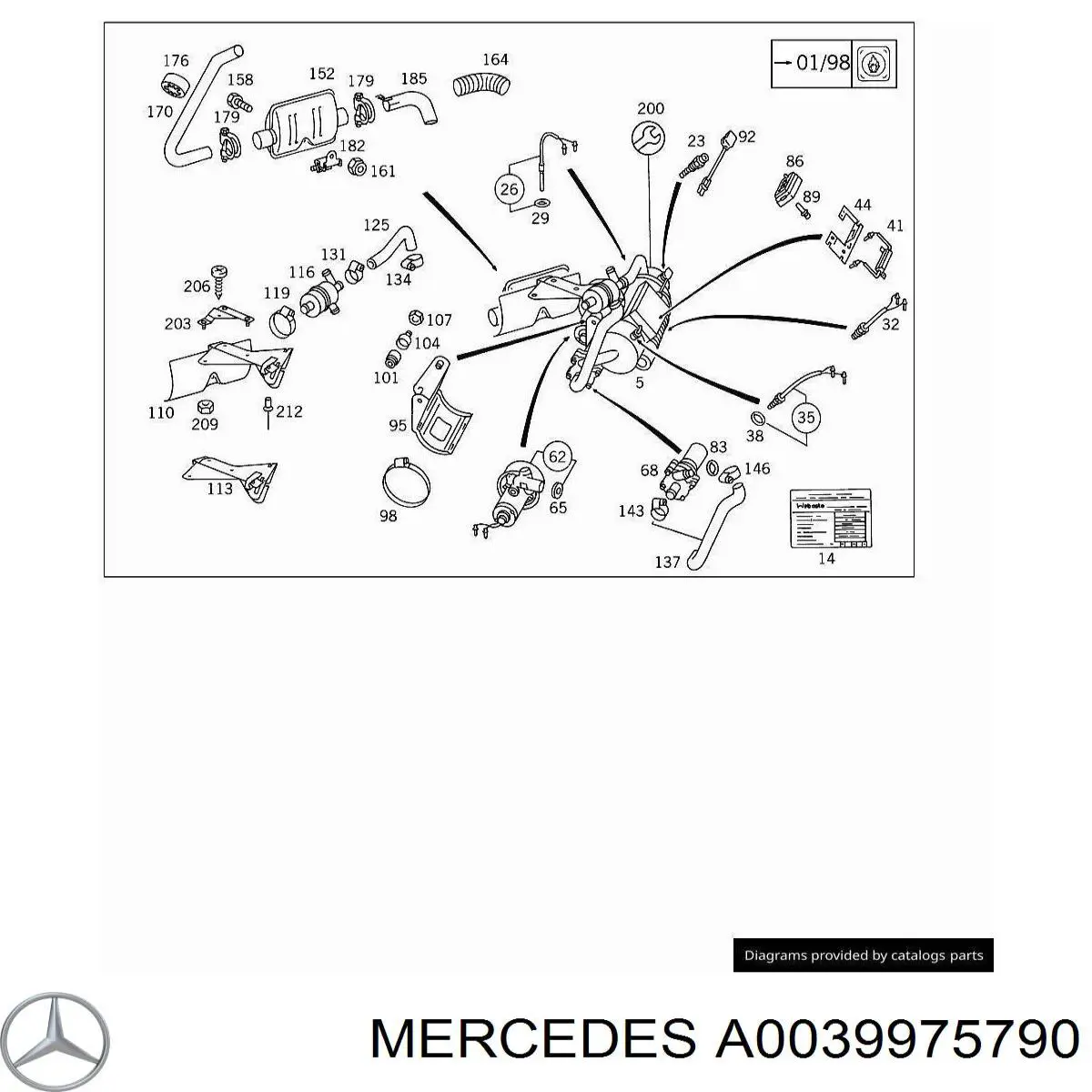 Comprar A0039975790 Mercedes Abrazadera de sujeción delantera