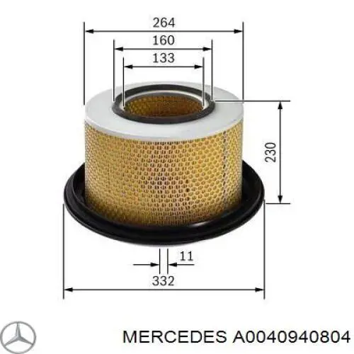 El filtro de aire Mercedes A0040940804 precio, desde 67,37 EUR