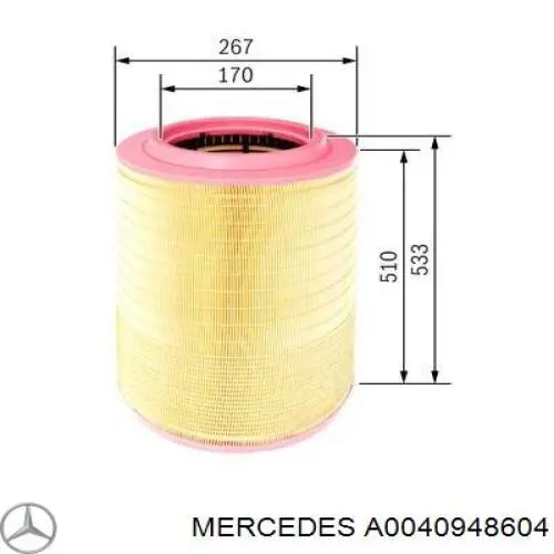 A0040948604 Mercedes filtro de aire