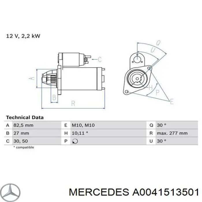 A0041513501 Mercedes motor de arranque