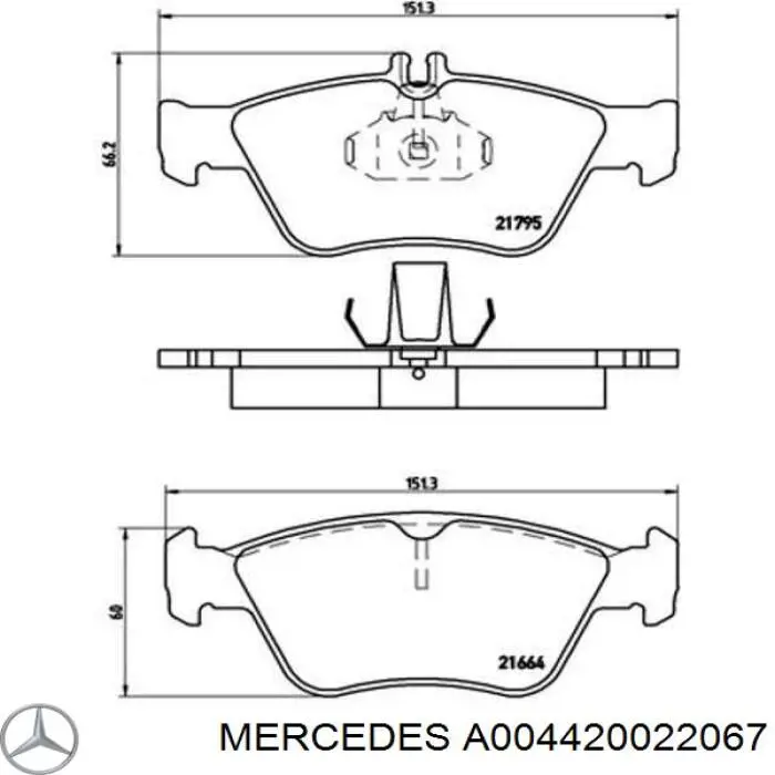 Comprar A004420022067 Mercedes Pastillas delanteras de freno