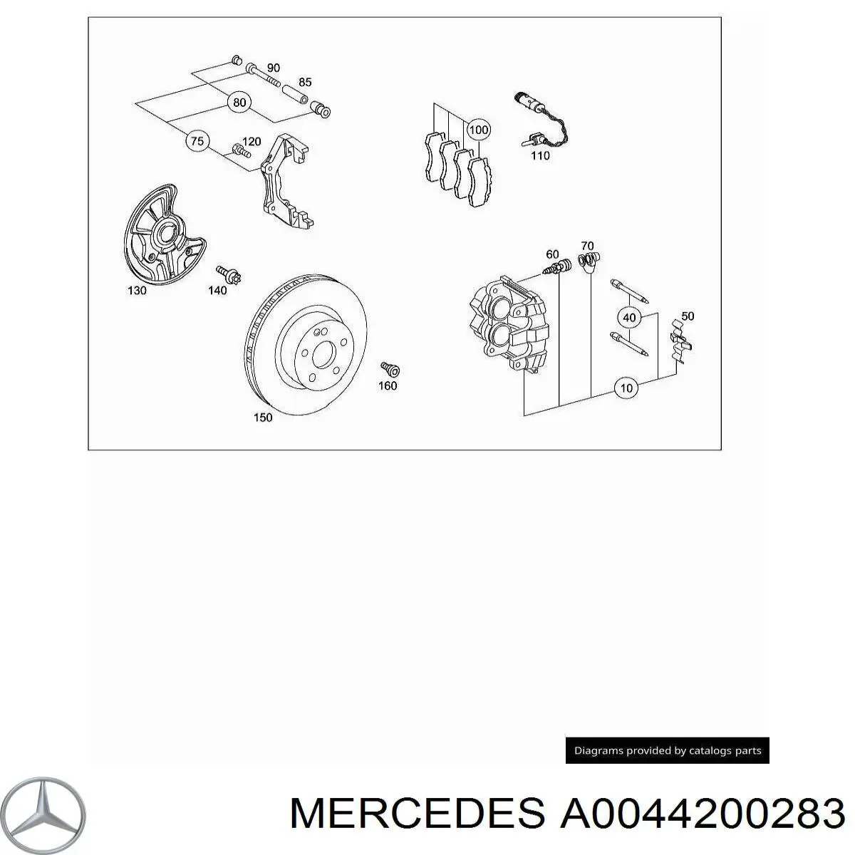 A0044200283 Mercedes pinza de freno delantera derecha