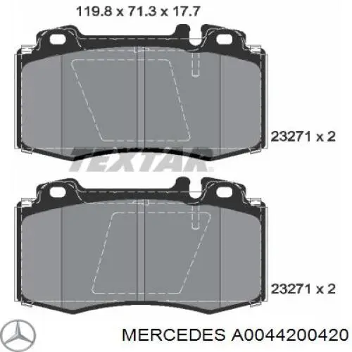 Comprar A0044200420 Mercedes Pastillas delanteras de freno