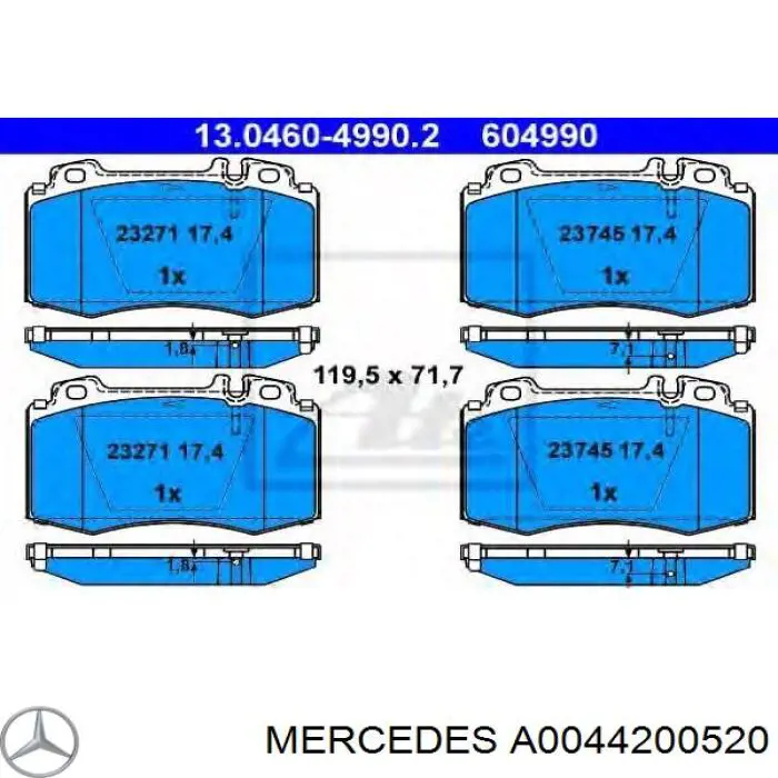 Comprar A0044200520 Mercedes Pastillas delanteras de freno