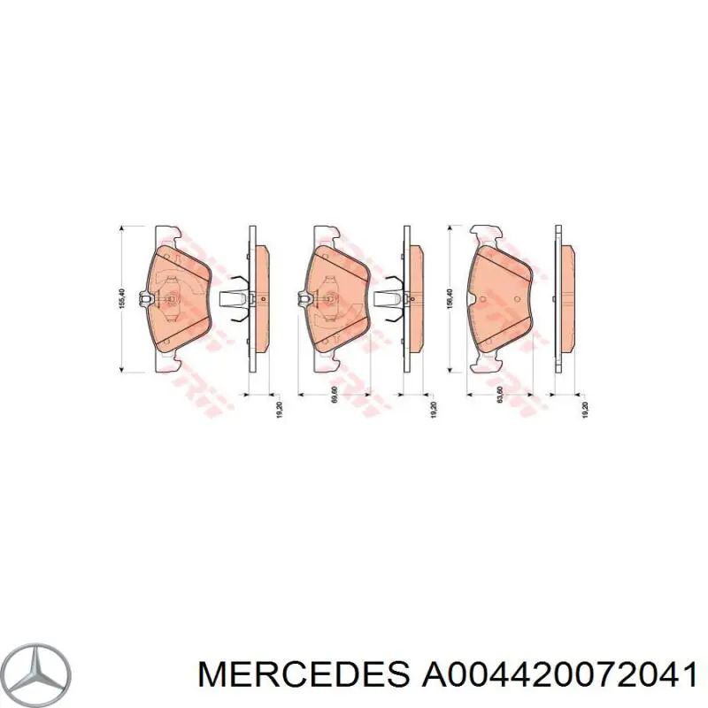 A004420072041 Mercedes pastillas de freno delanteras