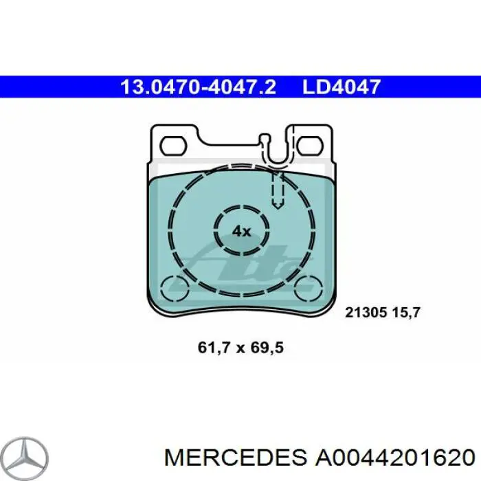 Comprar A0044201620 Mercedes Pastillas de freno traseras