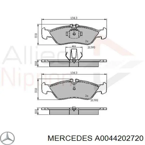 Comprar A0044202720 Mercedes Pastillas de freno traseras