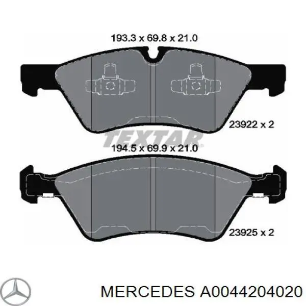 A0044204020 Mercedes Pastillas delanteras