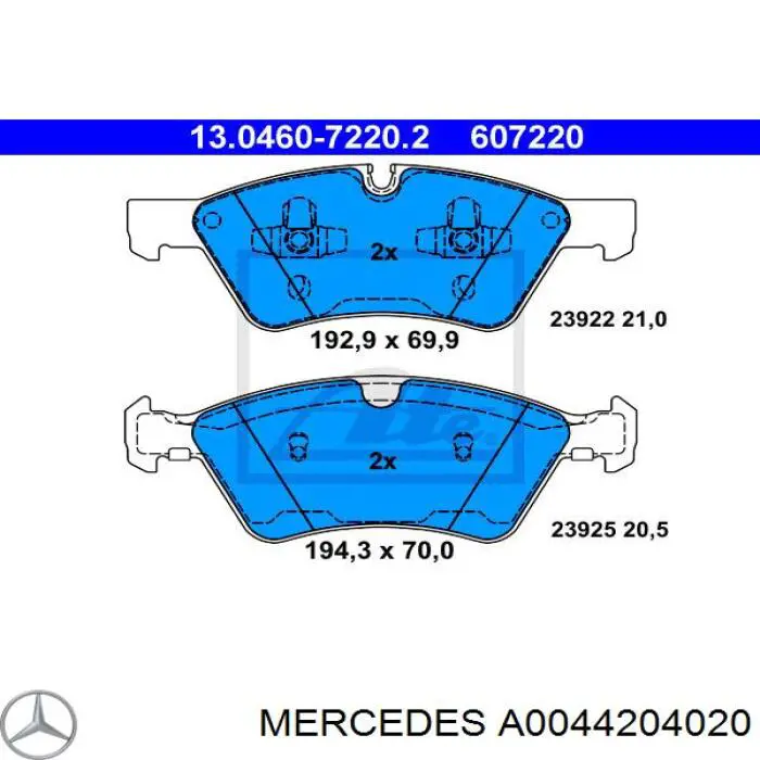 Pastillas freno delanteras Mercedes A0044204020 precio, desde 42,35 EUR