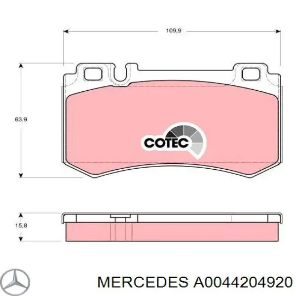 A0044204920 Mercedes pastillas de freno traseras