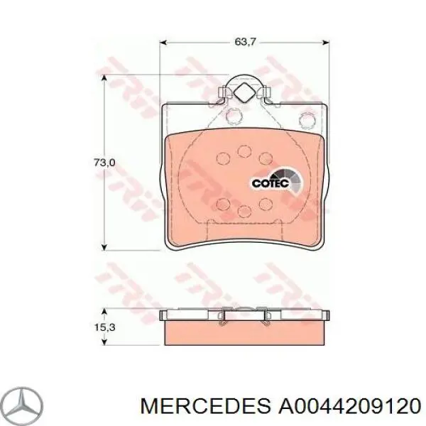 Pastillas traseras Mercedes A0044209120