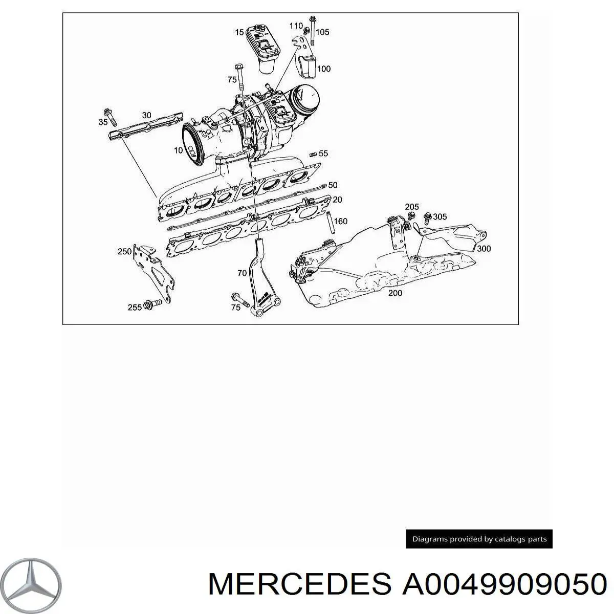 A0049909050 Mercedes Tuerca del colector de escape