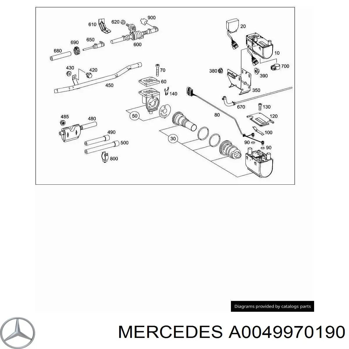 Abrazadera de sujeción delantera A0049972590 Mercedes