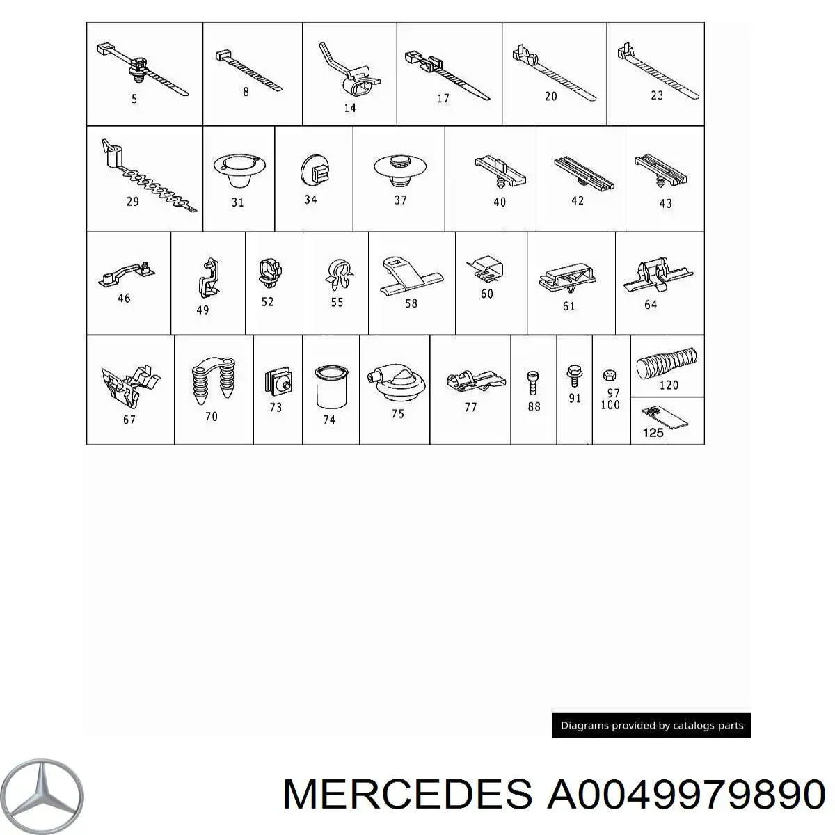 A0049979890 Mercedes Abrazadera plástica universal